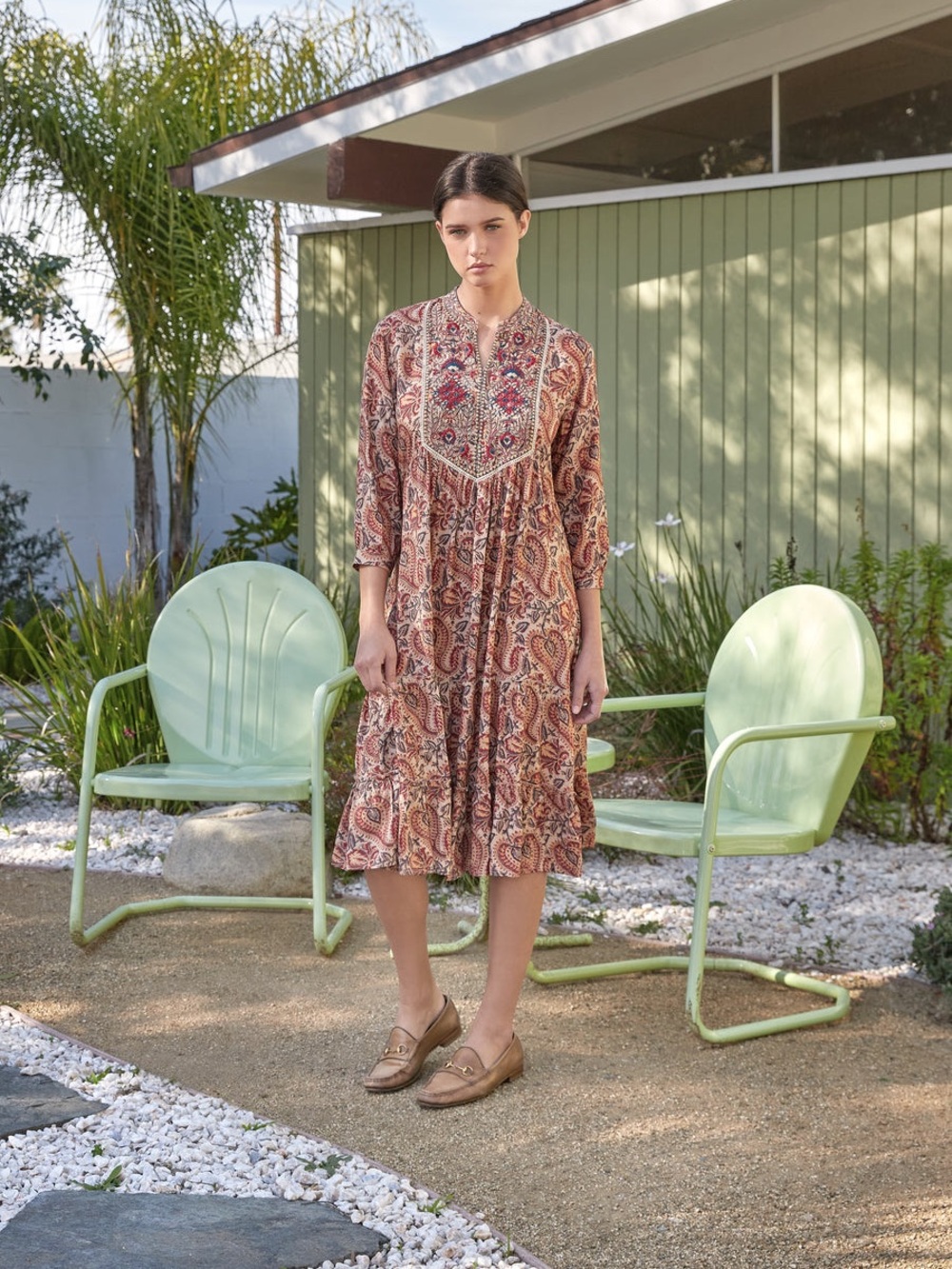 RAGA Naya Midi Dress Paisley Embroidered Midi Dress NWT MRSP $298